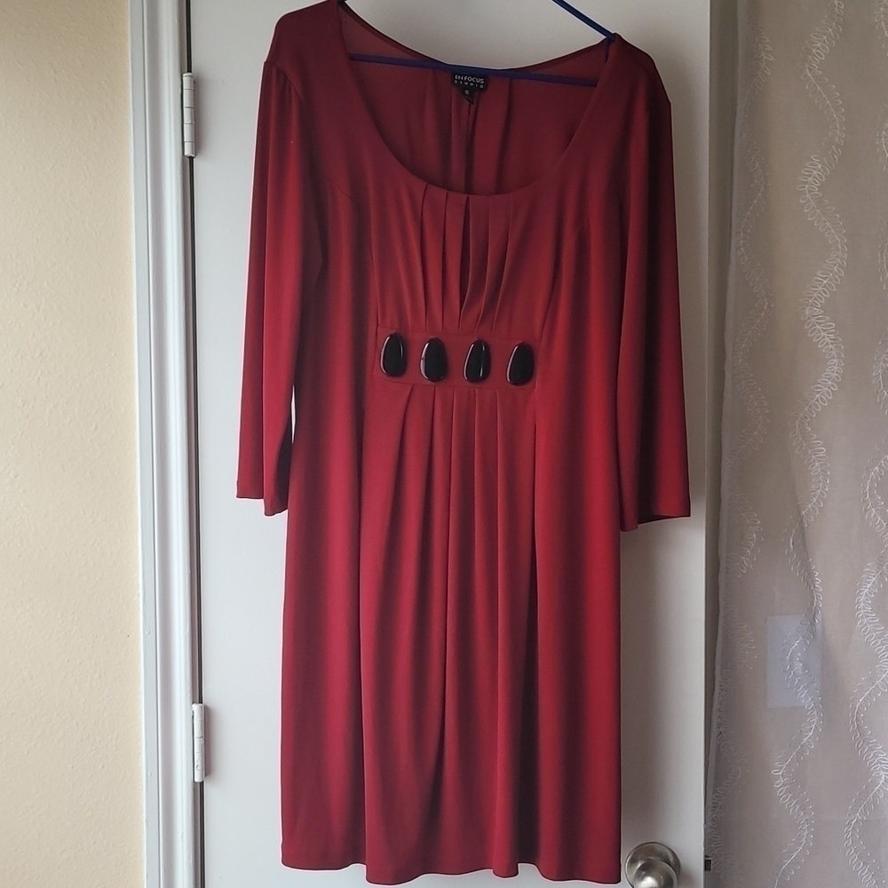 Enfocus Studio Plus Size Dress Size 16 Burgundy
